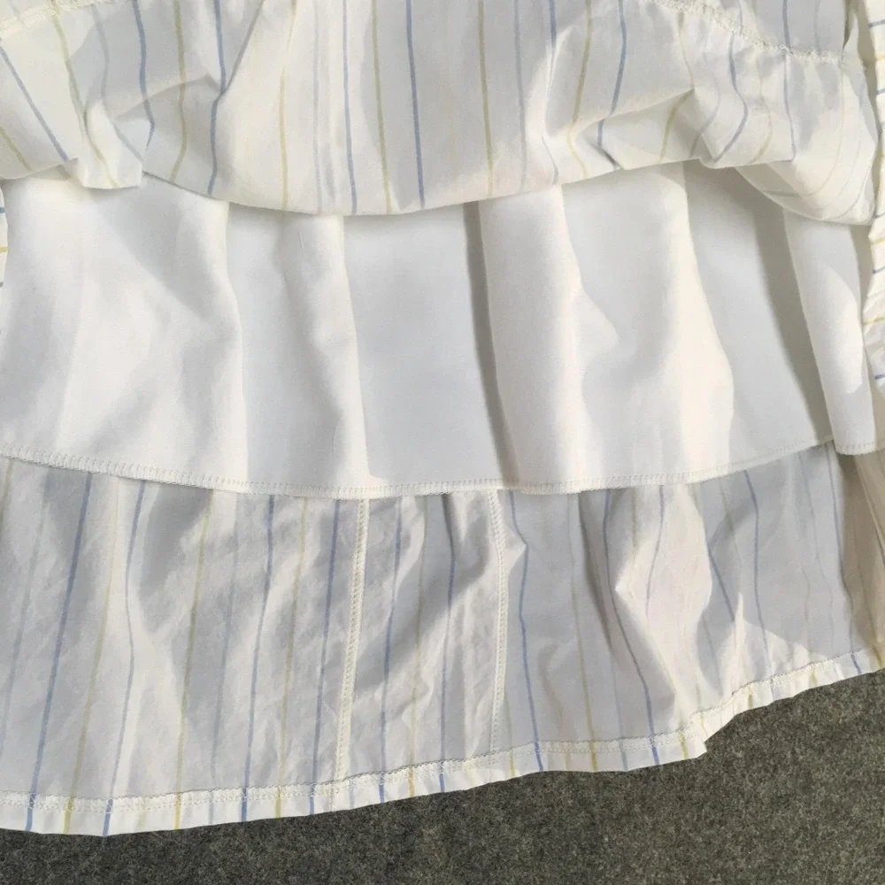 Skirt Girl 8 Maxi 100% Cotton White Stripe Lined Ruffle‎ Tier Mom and Pop's Kids